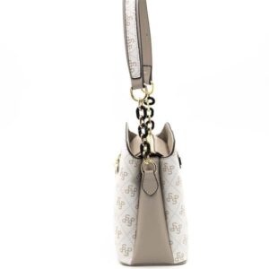 Бежова дамска чанта Silver Polo SP937 с монограм и регулируема презрамка