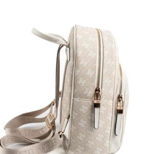 SP1062 Kadın Sırt Çantası Monogram Taş-Kemik 2 Дамска бежова раница с монограмен десен, компактна чанта тип раница за ежедневието