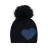 Топла шапка с помпон – черно и синьо