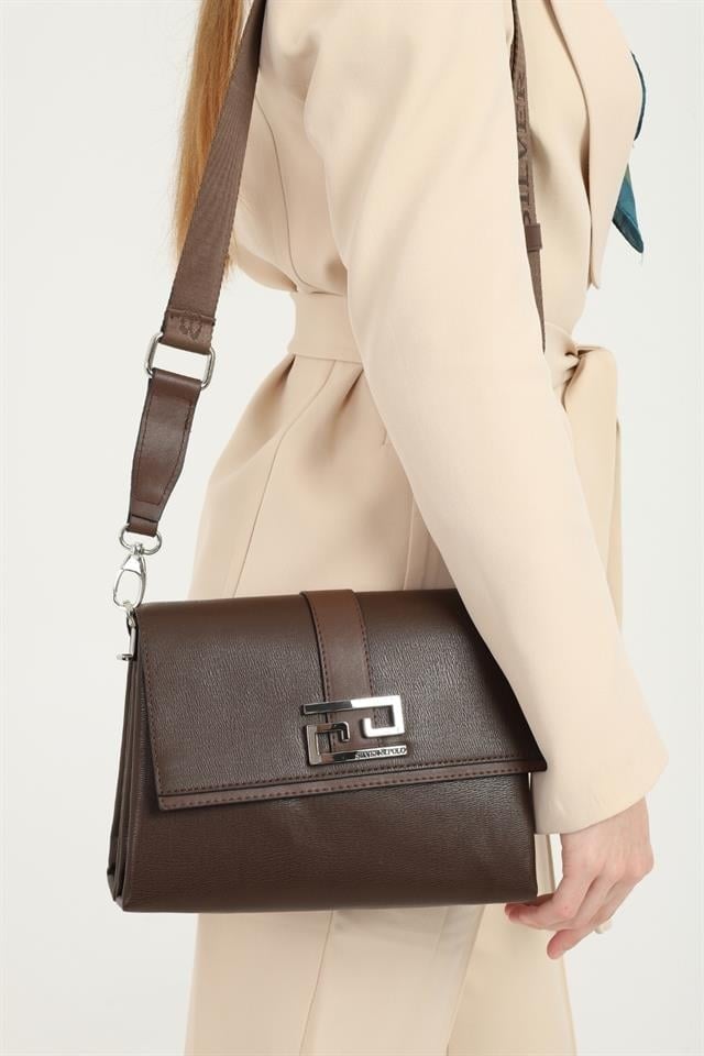 Silver & Polo SP1009 Kadın Çapraz Çanta Düz Kahve