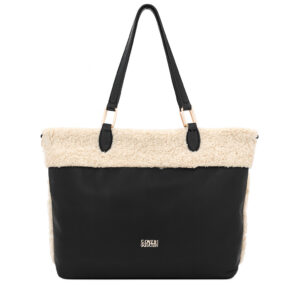 Комплект дамски чанти Coveri Collection – голяма и малка чанта от еко кожа и пух