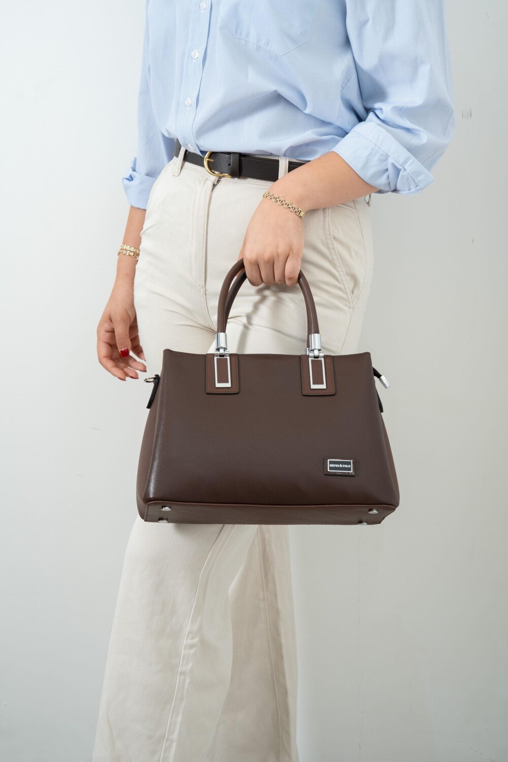 Silver Polo SP1000 – Тъмно кафява дамска чанта Дамска чанта Silver Polo SP1000 тъмно кафява – елегантна и стилна