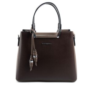 Дамска чанта Silver & Polo SP969 Kahve – Vizon, еко кожа, тъмно кафява и визон