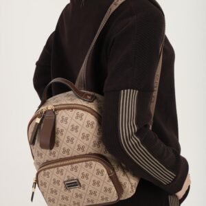 Дамска чанта Silver&Polo SP1130 Koyu Bej Ten – бежово-кафява кросбоди чанта през рамо с лого принт