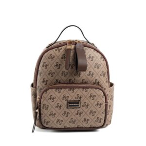 👜 Дамска чанта Silver&Polo SP1130 Koyu Bej Ten – елегантна бежово-кафява чанта през рамо с лого принт