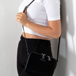 Silver & Polo Siyah - Siyah SP888 Kadın Çapraz Çanta Дамска чанта Silver Polo SP888 Fashion черна – елегантна кожена чанта с дълга презрамка, подходяща за ежедневие и официални поводи.