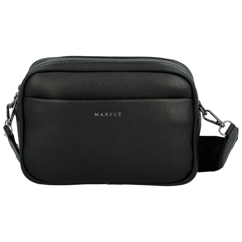 Дамска crossbody чанта MaxFly Черна дамска crossbody чанта от еко кожа – модерна ежедневна чанта с регулируема презрамка
