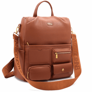 Дамска раница Enrico Coveri от еко кожа в кафяв цвят – стилна и практична, подходяща за ежедневието и пътуване.