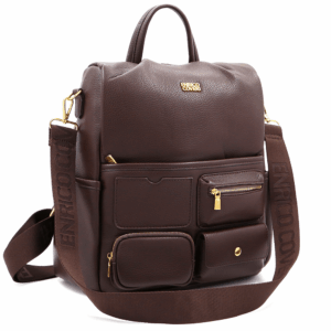 Дамска раница Enrico Coveri от еко кожа в тъмно кафяв цвят – стилна и практична, подходяща за ежедневието и пътуване.