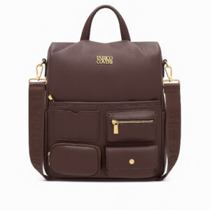 Дамска раница Enrico Coveri от еко кожа в тъмно кафяв цвят – стилна и практична, подходяща за ежедневието и пътуване.