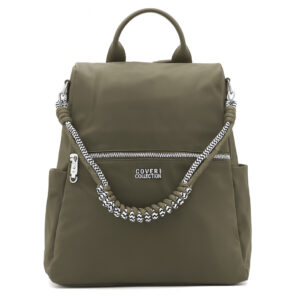 Дамска раница от плат Coveri Collection – стилна тъмно зелена Дамска раница 2 в 1 Coveri Collection – стилна тъмнозелена раница от плат за жени