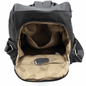 Дамска раница 2 в 1 Coveri Collection – елегантна тъмносива раница от еко кожа за жени