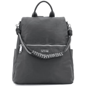 Дамска раница 2 в 1 Coveri Collection – елегантна тъмносива раница от еко кожа за жени