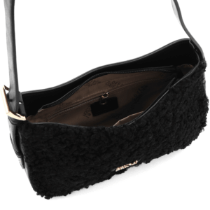 Дамска чанта от еко кожа и плюш Coveri Collection 3 Дамска чанта Coveri Collection от еко кожа – черна, елегантна и модерна