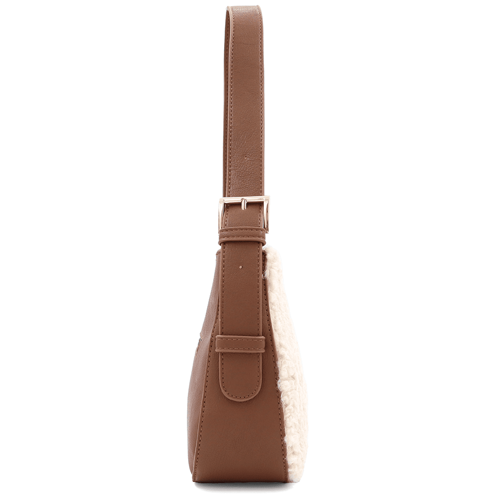 Дамска чанта от еко кожа и плюш Coveri Collection – бежово 2