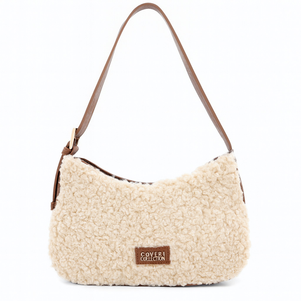 Дамска чанта Coveri Collection от еко кожа – бежова / карамелена, елегантна и модерна