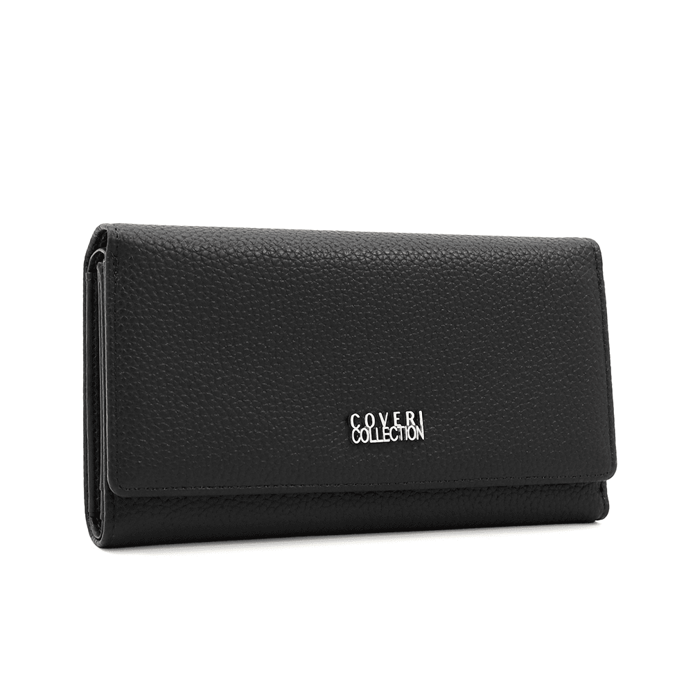 Дамско портмоне Coveri Collection (1) Дамско портмоне Coveri Collection в черен цвят с цип и релефна кожа