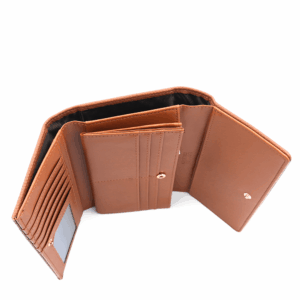 Дамско портмоне Coveri Collection в кафяв цвят с цип и релефна кожа