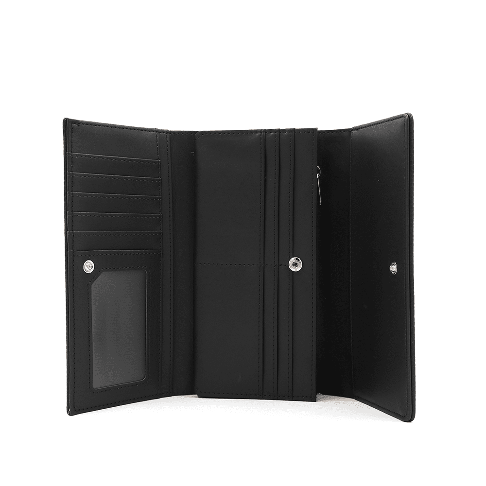 Дамско портмоне Coveri Collection 3 Дамско портмоне Coveri Collection в черен цвят с цип и релефна кожа