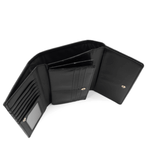 Дамско портмоне Coveri Collection 5 Дамско портмоне Coveri Collection в черен цвят с цип и релефна кожа