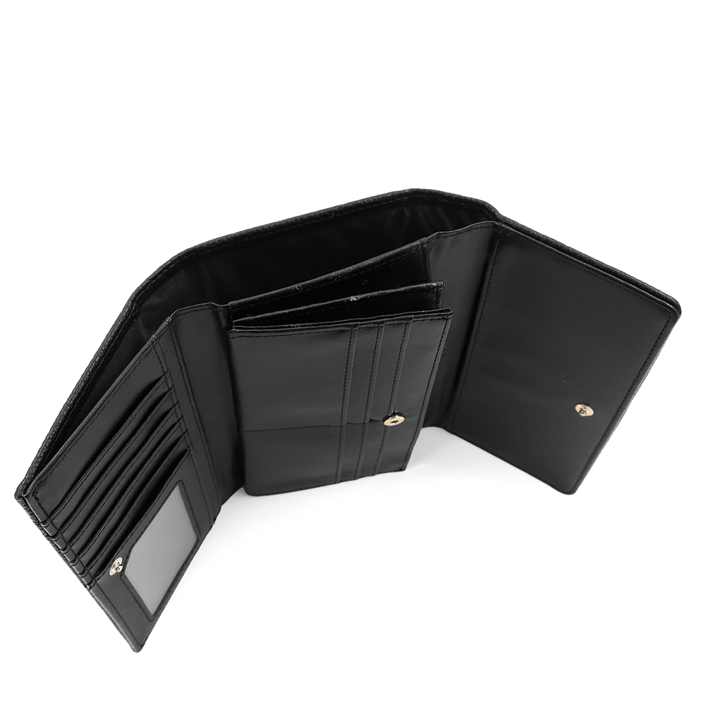 Дамско портмоне Coveri Collection 5 Дамско портмоне Coveri Collection в черен цвят с цип и релефна кожа