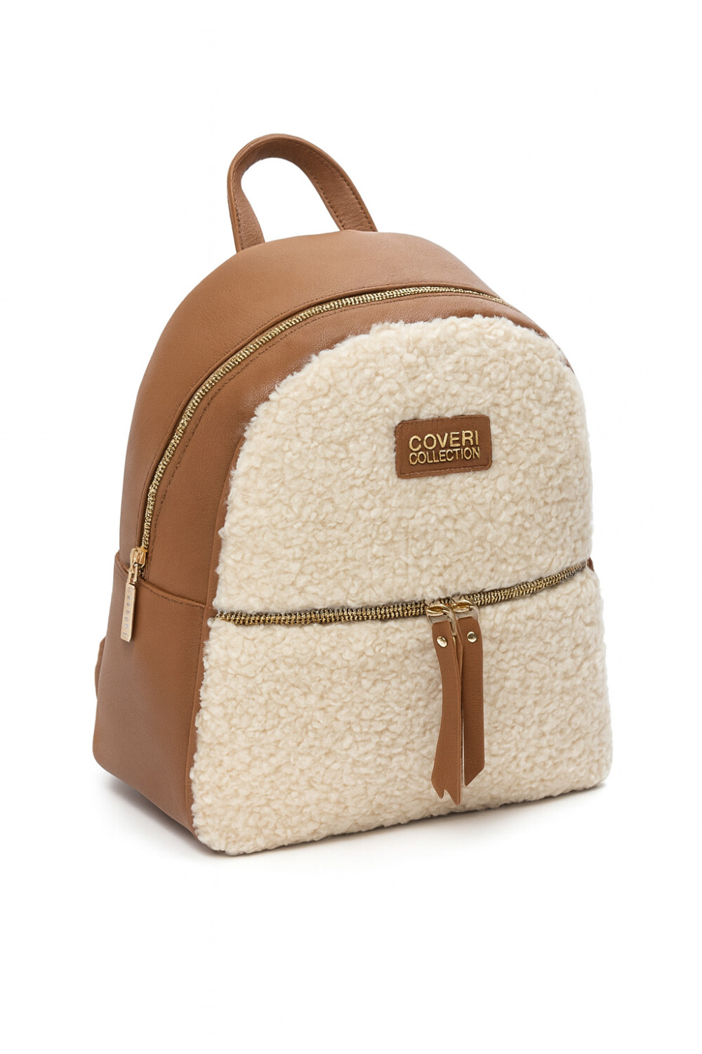 Елегантна дамска раница Coveri Collection с пухкав ефект – бежово 1