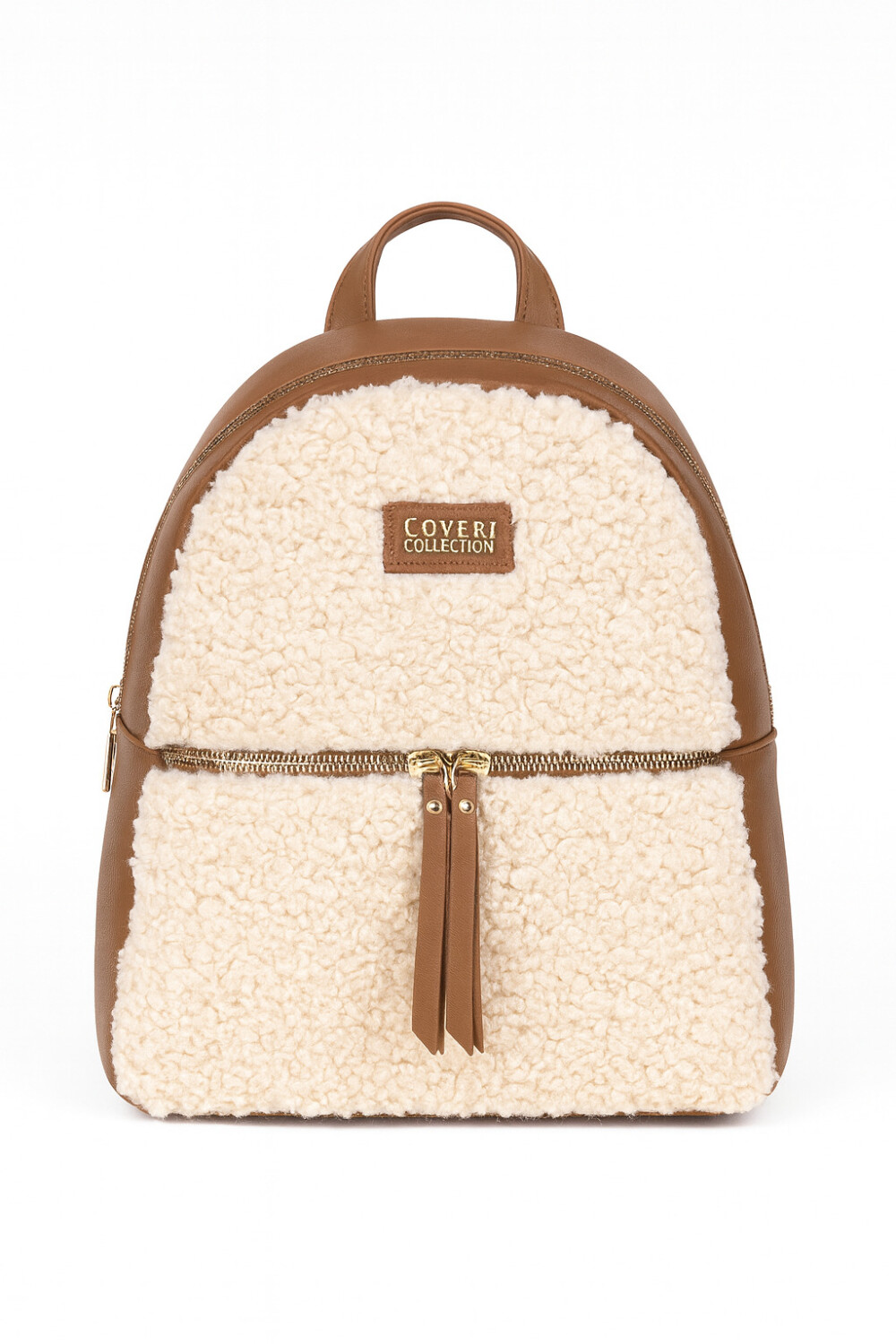 Елегантна дамска раница Coveri Collection с пухкав ефект – бежово Елегантна дамска раница в бежово – модерна ежедневна раница от еко кожа с функционален дизайн