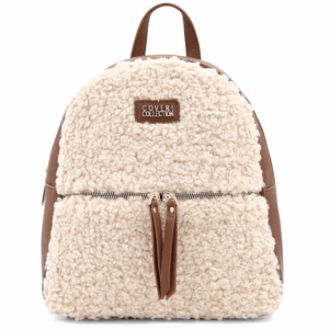 Елегантна дамска раница Coveri Collection с пухкав ефект – бежовокарамел Елегантна дамска раница в бежово – модерна ежедневна раница от еко кожа с функционален дизайн