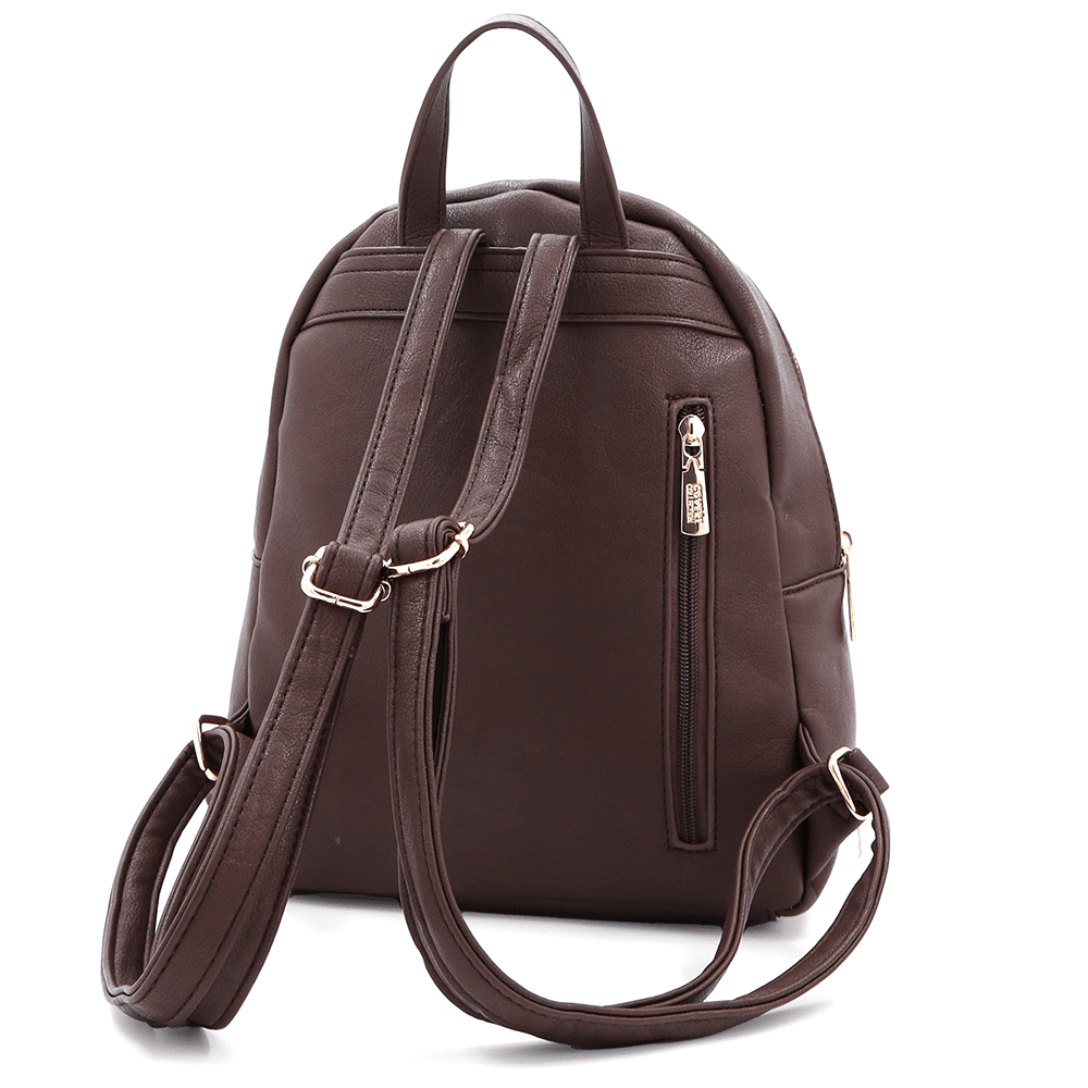 Елегантна дамска раница Coveri Collection с пухкав ефект – тъмно кафява 1