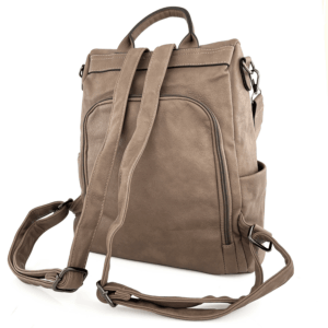 Луксозна дамска 2 в 1 раница и чанта от еко кожа – светло кафява 1