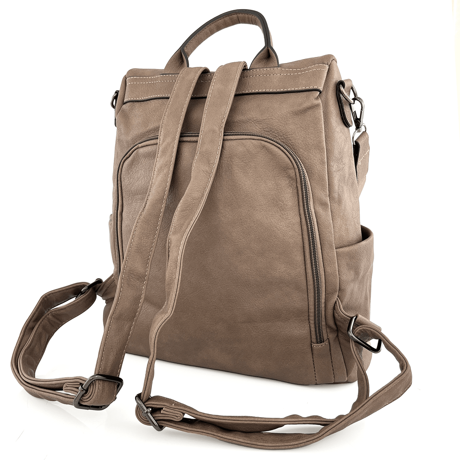 Луксозна дамска 2 в 1 раница и чанта от еко кожа – светло кафява 1