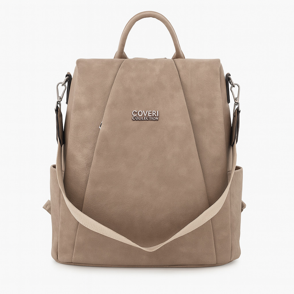 Луксозна дамска 2 в 1 раница и чанта от еко кожа – светло кафява Луксозна дамска 2 в 1 раница и чанта от еко кожа Coveri Collection – светло кафява