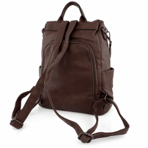 Луксозна дамска 2 в 1 раница и чанта от еко кожа – тъмно кафява 1