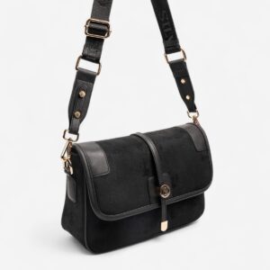 Дамска чантичка през рамо Silver & Polo SP1182 от черен велур – елегантна кросбоди чанта