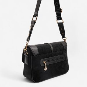 Дамска чантичка през рамо Silver & Polo SP1182 от черен велур – елегантна кросбоди чанта