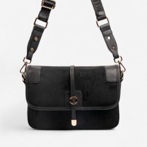 Дамска чантичка през рамо Silver & Polo SP1182 от черен велур – елегантна кросбоди чанта