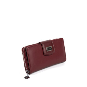 Дамско портмоне Silver & Polo SP928 в бордо с монограм и метална емблема.