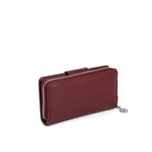 Дамско портмоне Silver & Polo SP928 в бордо с монограм и метална емблема.
