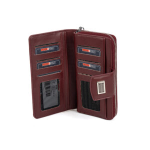 Дамско портмоне Silver & Polo SP928 в бордо с монограм и метална емблема.