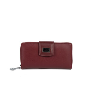 Дамско портмоне Silver & Polo SP928 в бордо с монограм и метална емблема.