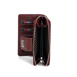 Дамско портмоне Silver & Polo SP928 в бордо с монограм и метална емблема.