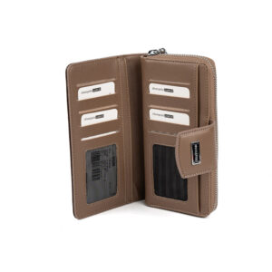 Silver & Polo SP928 Kahve-Nix Vizon 3 Дамско портмоне Silver & Polo SP928 в цвят кафе с монограм и метална емблема.