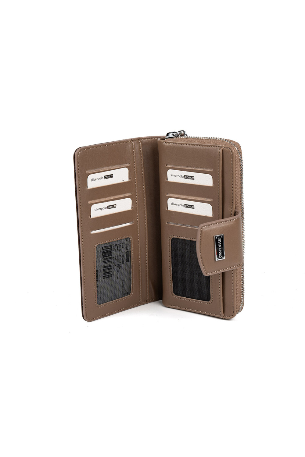 Silver & Polo SP928 Kahve-Nix Vizon 3 Дамско портмоне Silver & Polo SP928 в цвят кафе с монограм и метална емблема.