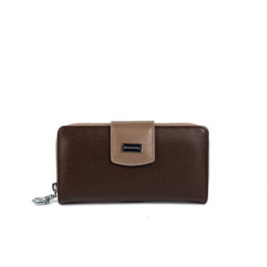 Silver & Polo SP928 Kahve-Nix Vizon Дамско портмоне Silver & Polo SP928 в цвят кафе с монограм и метална емблема.