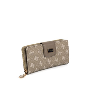 Дамско портмоне Silver & Polo SP928 Yeşil – бежово луксозно портмоне с монограм и метална емблема.
