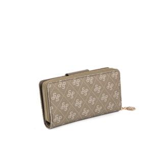 Дамско портмоне Silver & Polo SP928 Yeşil – бежово луксозно портмоне с монограм и метална емблема.