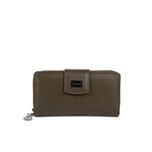 Дамско портмоне Silver & Polo SP928 в маслено зелено с монограм и метална емблема.