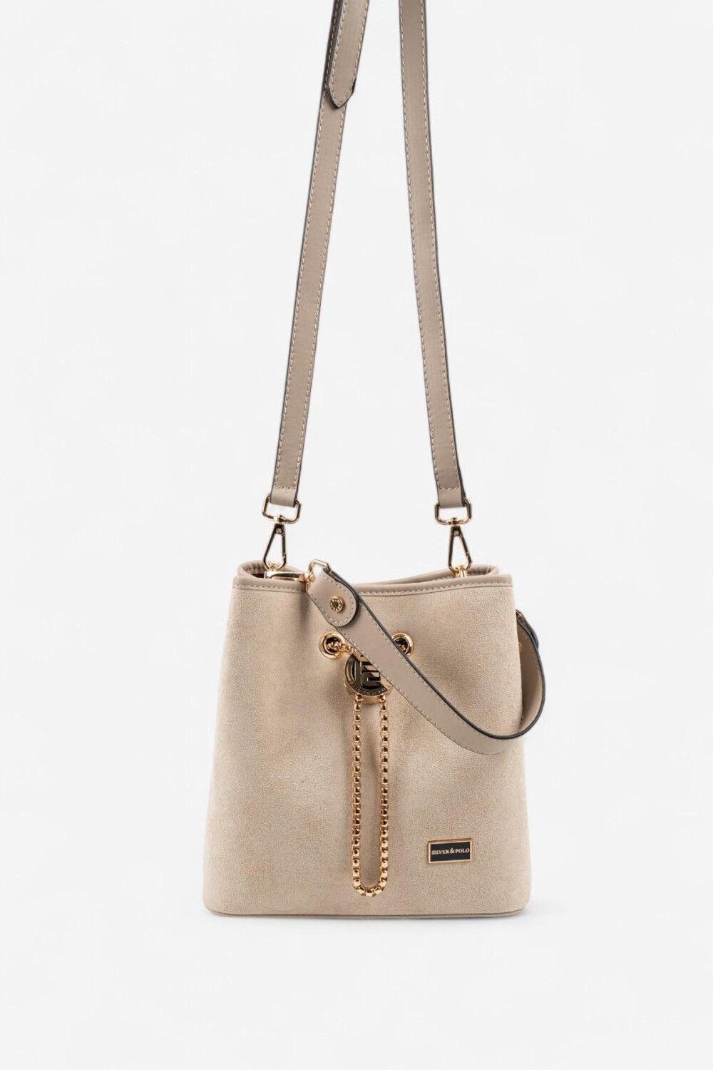 Silver & Polo SP967 Kadın Çapraz Çanta Süet Bej-Kum 5 Дамска чанта Silver & Polo SP967 еко кожа бежова / кафява