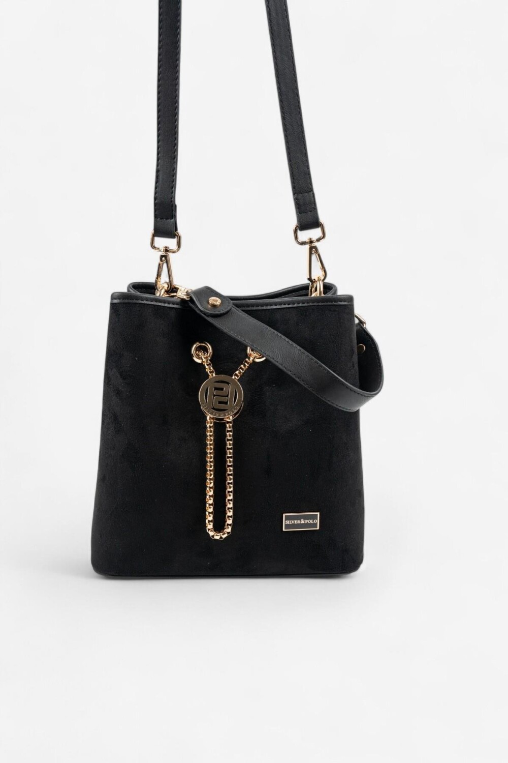 Silver & Polo SP967 Kadın Çapraz Çanta Süet Siyah 5 Дамска чанта Silver & Polo SP967 черен велур