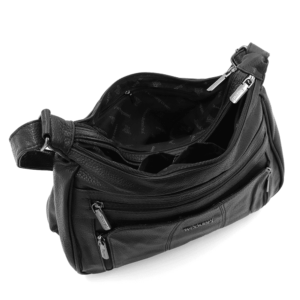 Дамска чанта през рамо в черно 2 Дамска чанта през рамо YYCoveri в черно – ежедневна женска чанта от еко кожа